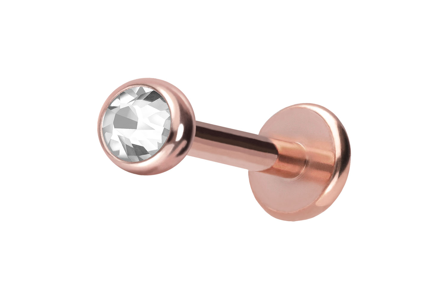 Titan Labret Piercing mit Push Fit KRISTALL